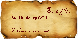 Burik Árpád névjegykártya